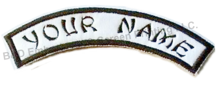 Custom White Crest Rocker Patch